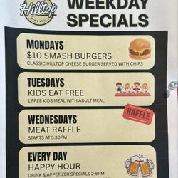 Hilltop Bar & Grill - Weekday Specials