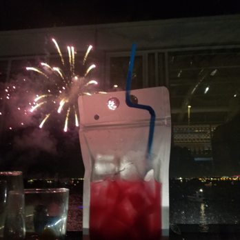 Offshore Rooftop - Kicking the cup - with smoked blueberries - New American Near Me - Chicago, Illinois