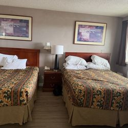 Travel Inn Motel - These beds look normal, the springs in the mattress squeak with slightest movement. Uncomfortable bed and pillows.
