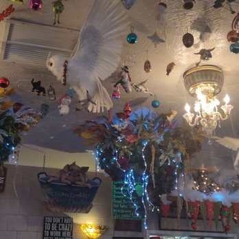 Evergreen Cafe - Decorations on the ceiling - American Near Me - Wrightwood, California