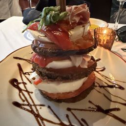 Mozzarella fried eggplant and tomato stack Mozzarella fried eggplant and tomato stack