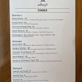 Alewife - Menu for dinner - Seafood Near Me - Richmond, Virginia Alewife - Menu for dinner - Seafood Near Me - Richmond, Virginia