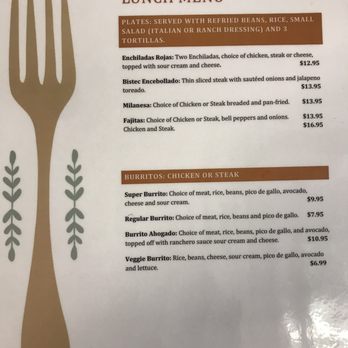 Angel's Restaurant - Other side of one of the menus. - Mexican Near Me - Richmond, California