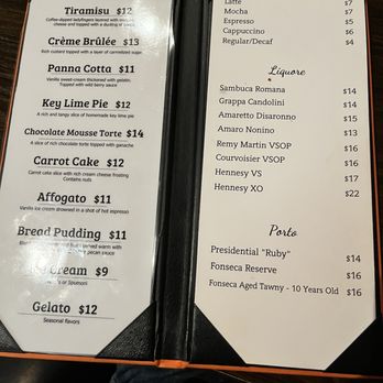 Via Piccola Trattoria - Dessert menu - Italian Near Me - Tiburon, California