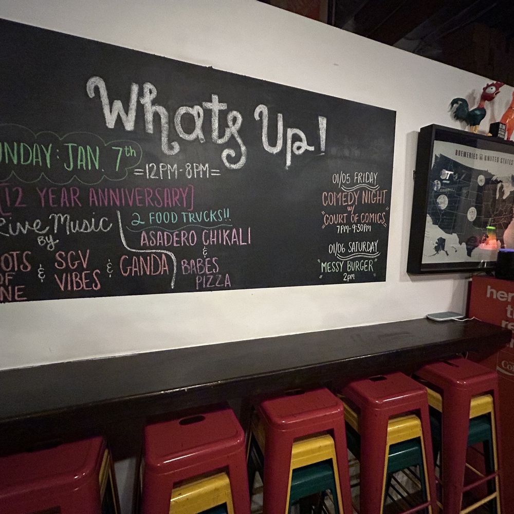 I & I Brewing - a chalkboard with a list of events - Breweries Near Me - Chino, California