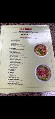 Menu photo 7 Pho Tran Houston, TX