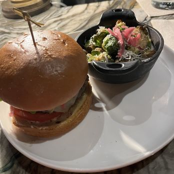 Oak and Ola - Burger with Charred Brussels Sprouts - New American Near Me - Tampa, Florida Oak and Ola - Burger with Charred Brussels Sprouts - New American Near Me - Tampa, Florida