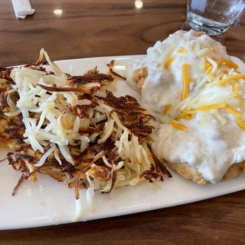 Mornings Breakfast & Brunch - Southern fried chicken benny with hash browns - Breakfast & Brunch Near Me - Indianapolis, Indiana Mornings Breakfast & Brunch - Southern fried chicken benny with hash browns - Breakfast & Brunch Near Me - Indianapolis, Indiana