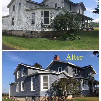 Marshall Exteriors - New siding updates this farmhouse. - Windows Installation Near Me - Newark, New York