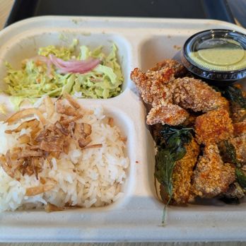 Bopomofo Cafe - Bento box with spicy chicken and Thai basil aioli - Sandwiches Near Me - San Diego, California Bopomofo Cafe - Bento box with spicy chicken and Thai basil aioli - Sandwiches Near Me - San Diego, California