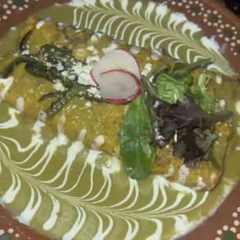 Rosa Madera - Chicken enchiladas with rajas & an amazing green poblano sauce - Mexican Near Me - Santa Ana, California