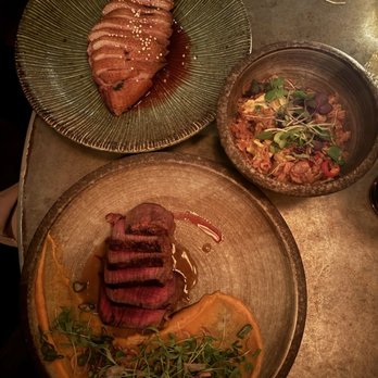 Double Knot - Duck Breast (Top) Kim Chee Fried Rice (Middle Right) Aged NY Strip (Bottom) - Sushi Bars Near Me - Philadelphia, Pennsylvania