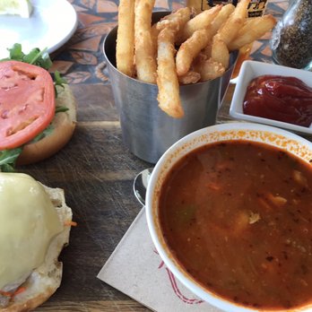 Sur at The Barnyard - Open Faced Ahi Tuna Melt Slider and chicken tortilla (Today 's) Soup - New American Near Me - Carmel, California Sur at The Barnyard - Open Faced Ahi Tuna Melt Slider and chicken tortilla (Today 's) Soup - New American Near Me - Carmel, California