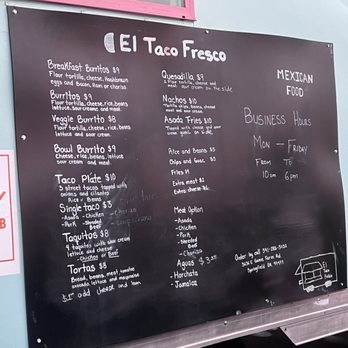 El Taco Fresco - Their menu - Tacos Near Me - Springfield, Oregon