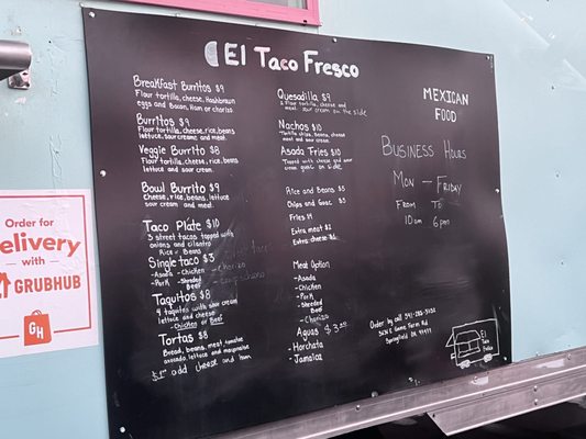 Menu photo 2 El Taco Fresco Springfield, OR