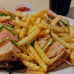 Country Pride - Presentation of my meal really nice triple stack Club french fries little cup for catsup on the side diet Pepsi