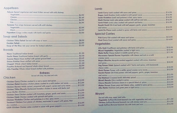 Menu photo 2 Curry House Ferndale, WA