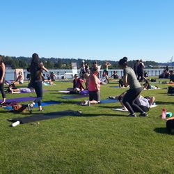Santosha - July 2017: Santosha's Sarah & Hillary taught yoga at Pier Park sponsored by Lululemon.