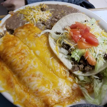 Salt Flats Cafe - Chicken enchiladas with beef taco. Good choice - Cafes Near Me - Wendover, Utah Salt Flats Cafe - Chicken enchiladas with beef taco. Good choice - Cafes Near Me - Wendover, Utah