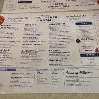 The Corner Room - Menu - American Near Me - State College, Pennsylvania