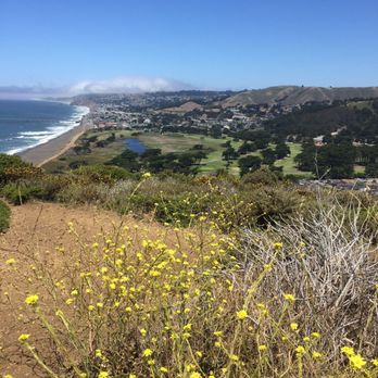 Mori Point - Looking down on Sharp Park Golf Course and a corner of Daly City on the horizon. - Hiking Near Me - Pacifica, California