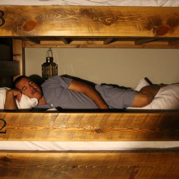 The Bivvi - The bunk beds in our room, stacked three high, each had a lantern and electrical outlets. Some rooms do have bunk beds stacked two high. - Hotels Near Me - Breckenridge, Colorado The Bivvi - The bunk beds in our room, stacked three high, each had a lantern and electrical outlets. Some rooms do have bunk beds stacked two high. - Hotels Near Me - Breckenridge, Colorado