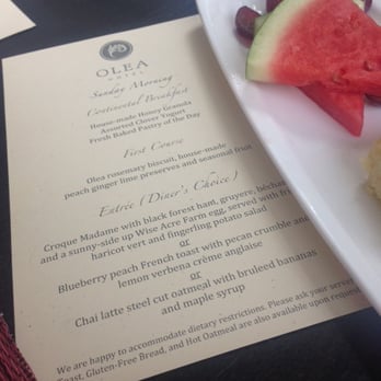 Olea Hotel - Breakfast selection for the day. - Hotels Near Me - Glen Ellen, California Olea Hotel - Breakfast selection for the day. - Hotels Near Me - Glen Ellen, California