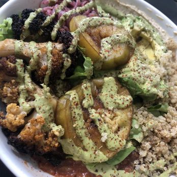 Daily Chew - Rotisserie Cauliflower & Fried Eggplant Bowl - Mediterranean Near Me - Atlanta, Georgia Daily Chew - Rotisserie Cauliflower & Fried Eggplant Bowl - Mediterranean Near Me - Atlanta, Georgia