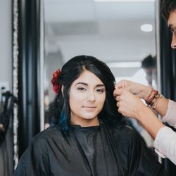 Studio Nine - Josh doing my sisters hair the day of our wedding.