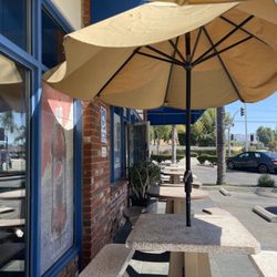 Patio tables outside the door