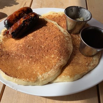 The Roost - cinnamon pancakes with sausage, delicious!! - Breakfast & Brunch Near Me - Stone Ridge, New York