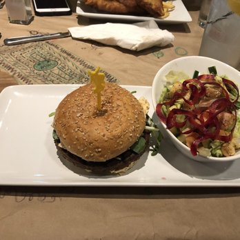 Jack Astor's - Hold the Beef burger with side salad - Sports Bars Near Me - North York, Ontario Jack Astor's - Hold the Beef burger with side salad - Sports Bars Near Me - North York, Ontario