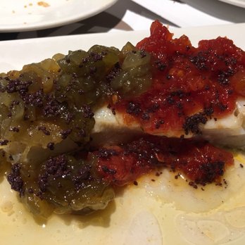 La Flauta - Cod w pepper marmalade - Spanish Near Me - Barcelona, B La Flauta - Cod w pepper marmalade - Spanish Near Me - Barcelona, B