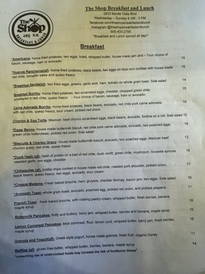 Menu photo 2 The Shop Albuquerque, NM