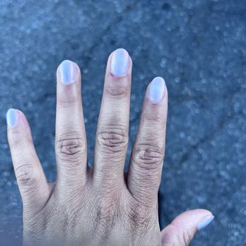A Nail & Spa - Builder Gel with blue opalescent polish - Nail Salons Near Me - Burbank, California
