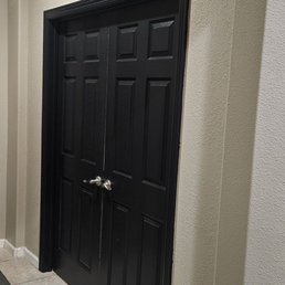 Framed in wall with texture and double doors installed by Josh. Framed in wall with texture and double doors installed by Josh.