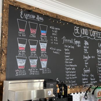 Be Kind Coffee - A closer look at the menu. - Coffee & Tea Near Me - Clemmons, North Carolina