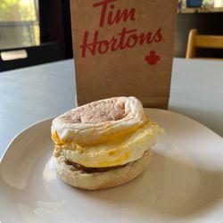 Tim Hortons - Sausage egg and cheese breakfast sandwich (to go, at home)