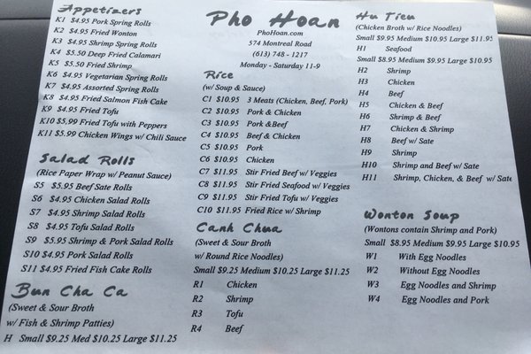 Menu photo 1 Pho Hoan Ottawa, ON
