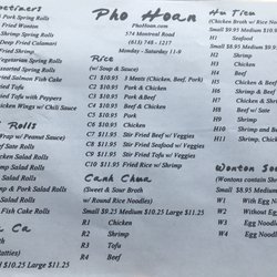 Pho Hoan - Take out menu