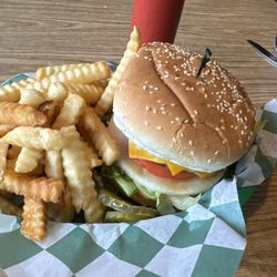 Valley Restaurant - Double cheeseburger with fries.