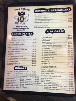 Menu photo 2 El Taco Tejano Cafe Seguin, TX