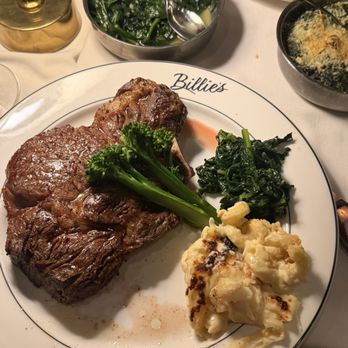 Billie's - 10pz cowboy ribeye w/ broccolini and lobster mac - Steakhouses Near Me - Nantucket, Massachusetts Billie's - 10pz cowboy ribeye w/ broccolini and lobster mac - Steakhouses Near Me - Nantucket, Massachusetts