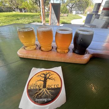 City Acre Brewing - Standard flight and sticker pic - Brewpubs Near Me - Houston, Texas City Acre Brewing - Standard flight and sticker pic - Brewpubs Near Me - Houston, Texas