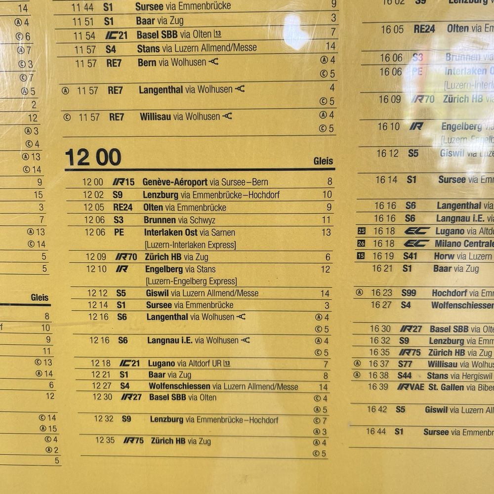Bahnhof Luzern - Printed maps - Train Stations Near Me - Luzern, LU
