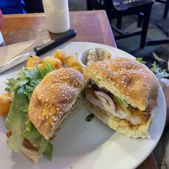 Becks Place - Pork tenderloin sandwich with tots - Burgers Near Me - Overland Park, Kansas Becks Place - Pork tenderloin sandwich with tots - Burgers Near Me - Overland Park, Kansas