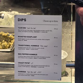 Cava - Dips.... And then you can also add sauce at the end - Mediterranean Near Me - Tampa, Florida