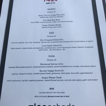 zinc@shade - DineLA Menu - New American Near Me - Manhattan Beach, California zinc@shade - DineLA Menu - New American Near Me - Manhattan Beach, California
