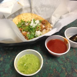 Taqueria Los Gallos - Same taco, but check out those salsas and roasted jalapenos! The avocado salsa may be the best I've ever had.
