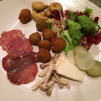 A16 - Antipasti for restaurant week tasting menu (meats, salad, pickles, fried olives stuffed with lamb) - Italian Near Me - Oakland, California